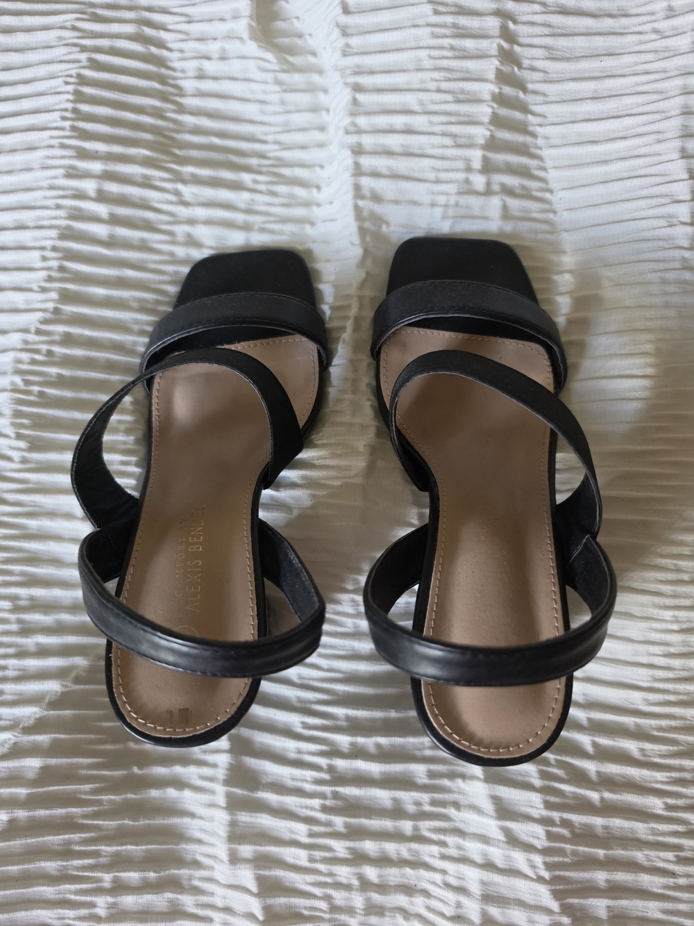 Comfort By Alexis Bendel Black Strappy Square-Toe Women's Sandals Size 5.5